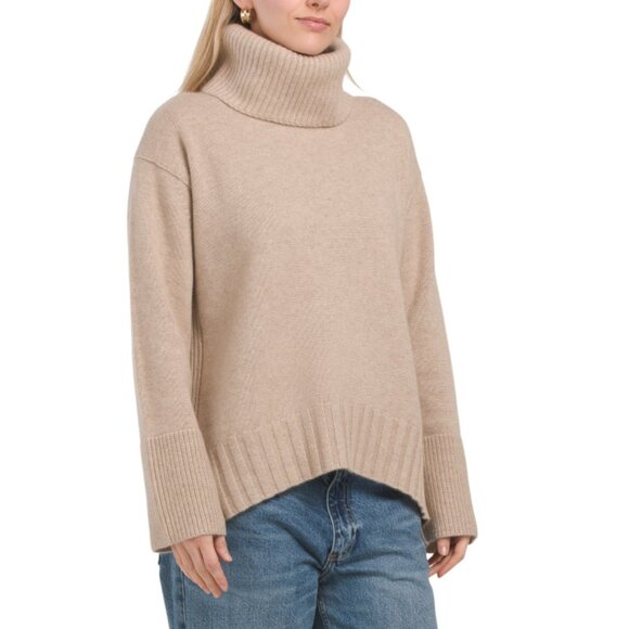 NAKED CASHMERE flax Cashmere Janine Turtleneck Sweater - Picture 1 of 2